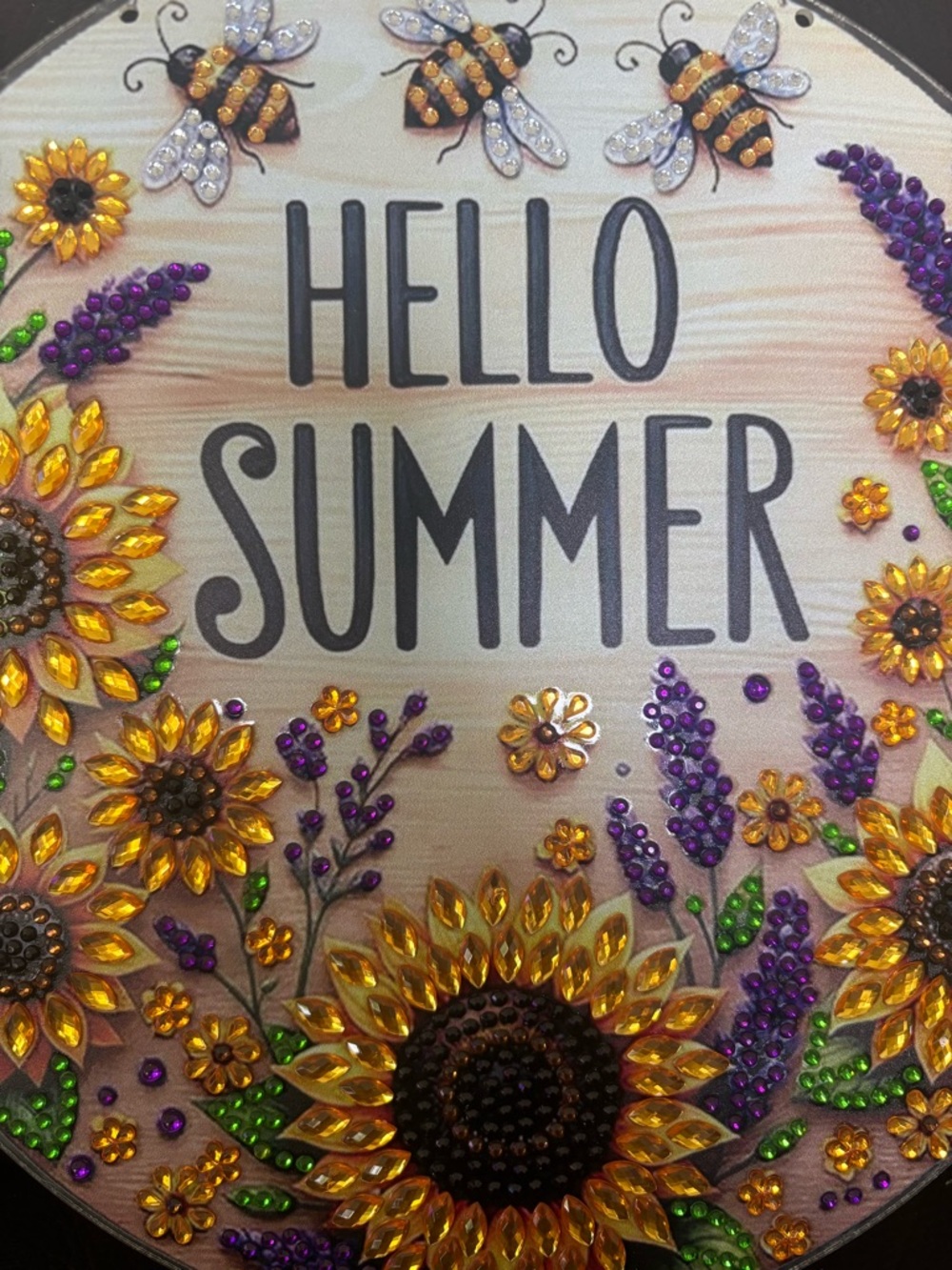 Hand Crafted Rhinestone Embellished Hello Summer Sunflower Sign  (sealed) - Picture 7 of 7